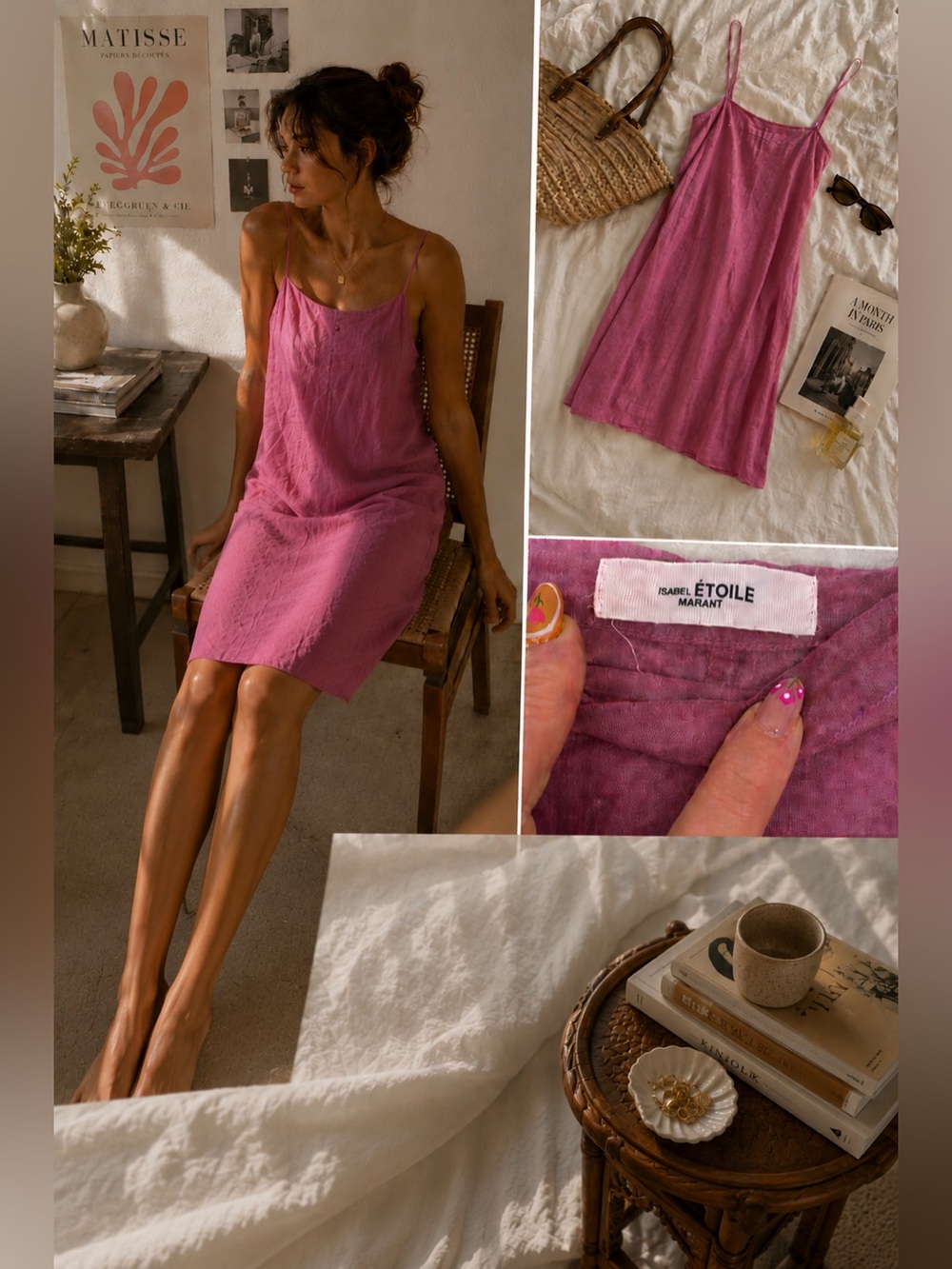 Isabel Marant Étoile Pink Cotton Slip Dress Size 36 Sheer Minimalist French Girl